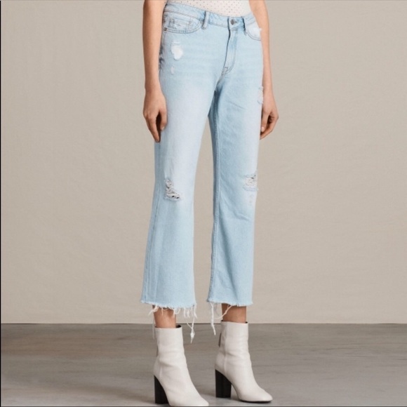 All Saints Flare Cropped Jeans indigo blue 26 - Picture 4 of 8